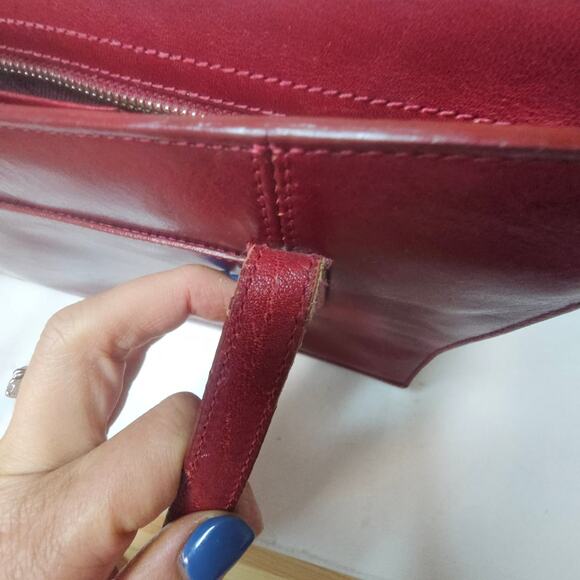 Monsac Red Leather Satchel Shoulder Bag Purse. Soft Smooth High Quality. Italy - Picture 16 of 16